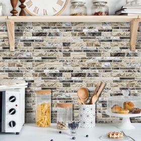 12 PCS Imitation Marble Pattern Taupe Kitchen Stickers Wallpaper Peel And Stick Self Adhesive Wall Stickers For Kitchen (PCS: 24XY-HTP-09)