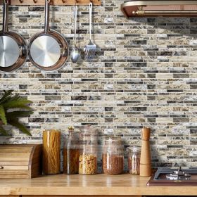 12 PCS Imitation Marble Pattern Taupe Kitchen Stickers Wallpaper Peel And Stick Self Adhesive Wall Stickers For Kitchen (PCS: 48XY-HTP-09)