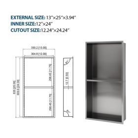 Stainless Steel Shower Niche, Gunmetal Black, Waterproof,  Leak-Free, Rust-Resistant,Easy Installation, Corrosion-Resistant (Option: B1325)