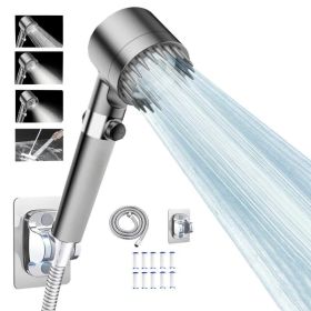 Shower Head Kit With Massage Head, Multiple Filters And Multiple Watering Modes (Option: Grey Shower Head Kit)