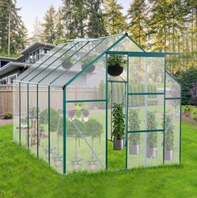 6X10FT Polycarbonate Greenhouse With Raised Base, Anchor, Heavy Duty Walk-in (Color: Black)