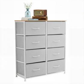 Tall Dresser Fabric Storage Tower ,Wooden Top For Kid Room, Closet, Entryway, Nursery (Option: Light gray8BC)